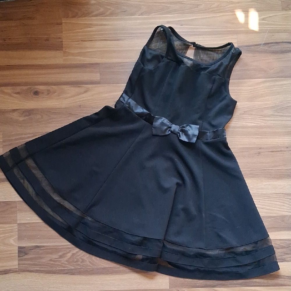 Calvin Klein Little Girls Black Fit-and-Flare Dress with Bow
